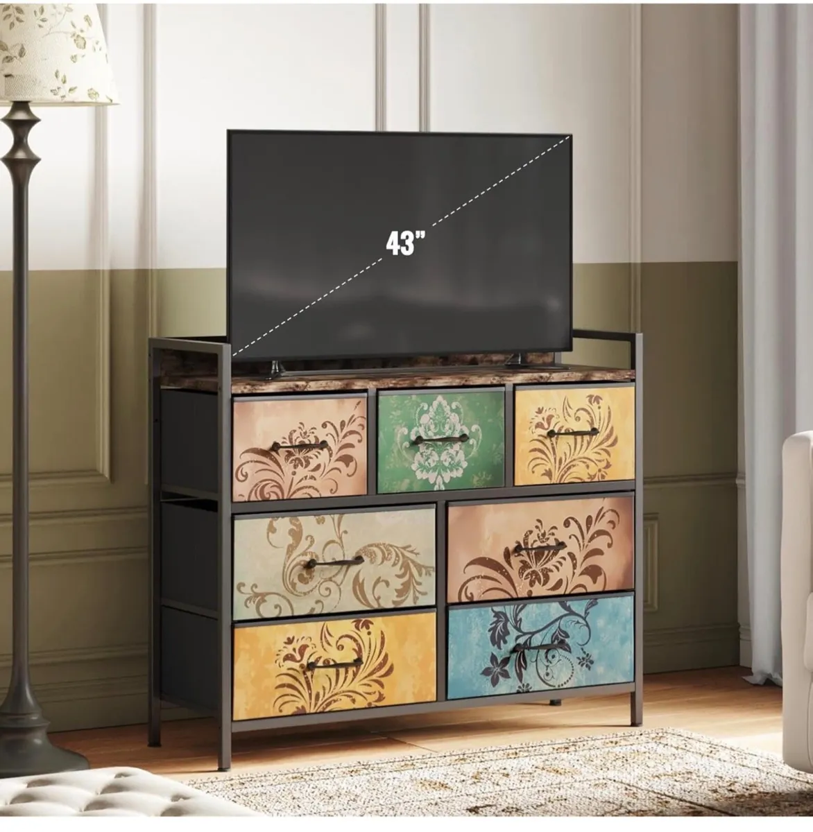 Chest of Drawers, 7 Fabric Drawers Dresser Cabinet - Image 2