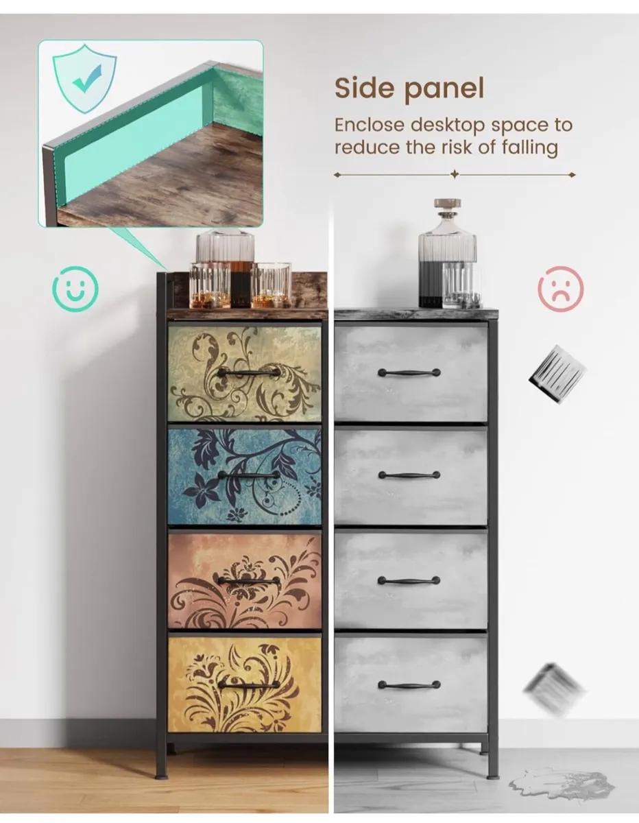 Chest of Drawers, 8 Fabric Drawers Dresser Cabinet - Image 3