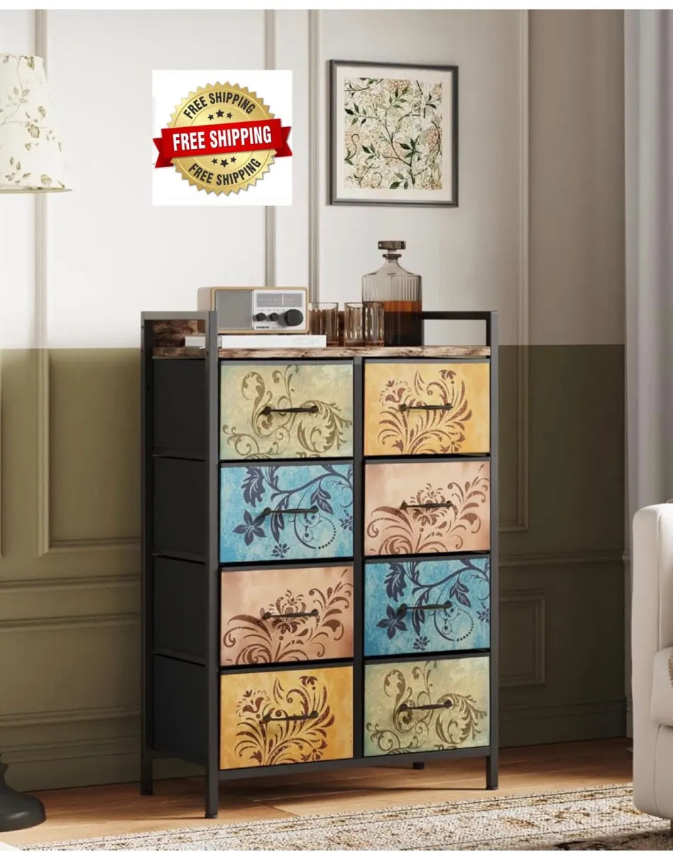 Chest of Drawers, 8 Fabric Drawers Dresser Cabinet - Image 1