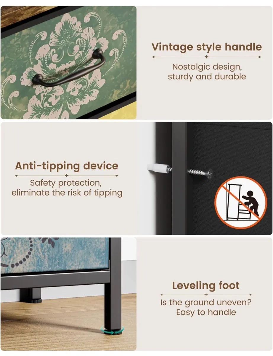 Chest of Drawers, 6 Fabric Drawers Dresser Cabinet - Image 4