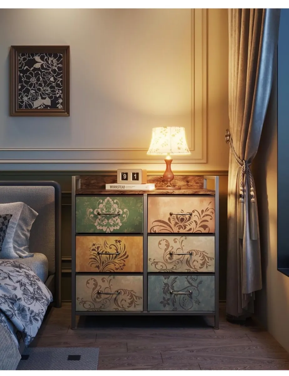 Chest of Drawers, 6 Fabric Drawers Dresser Cabinet - Image 4
