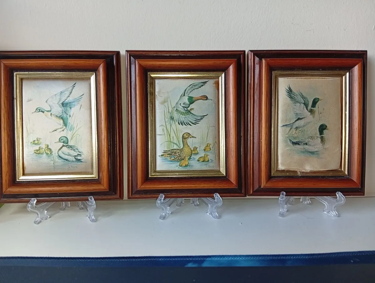 3 VTG Small Framed Miniature Print on Silk ireland - Image 1
