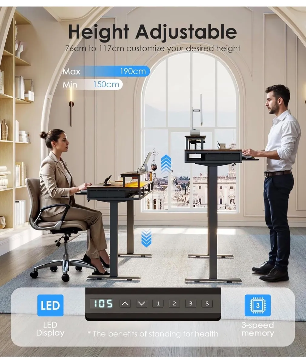 Height Adjustable Desk, 120cm Electric Standing De - Image 4