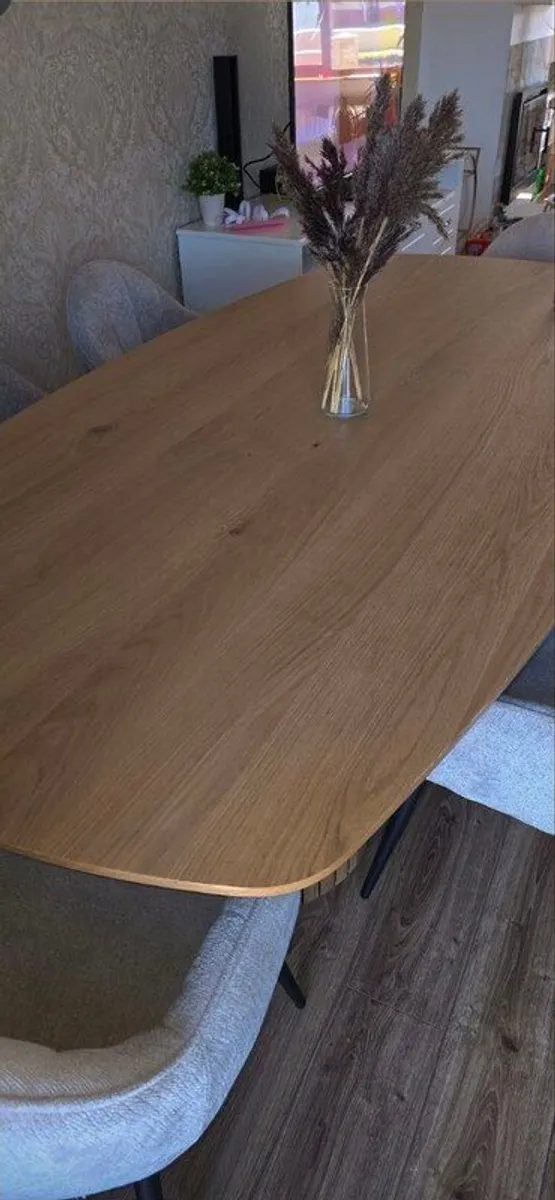 Solid Oak Oval Dining Table 240 x 120cm Like New - Image 2