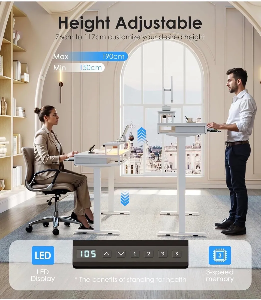 Height Adjustable Desk, 120cm Electric Standing De - Image 3