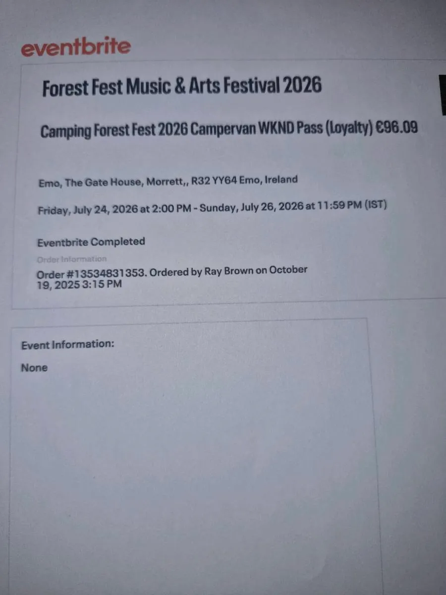 Forest Fest 2 Weekend and Campervan tickets - Image 1