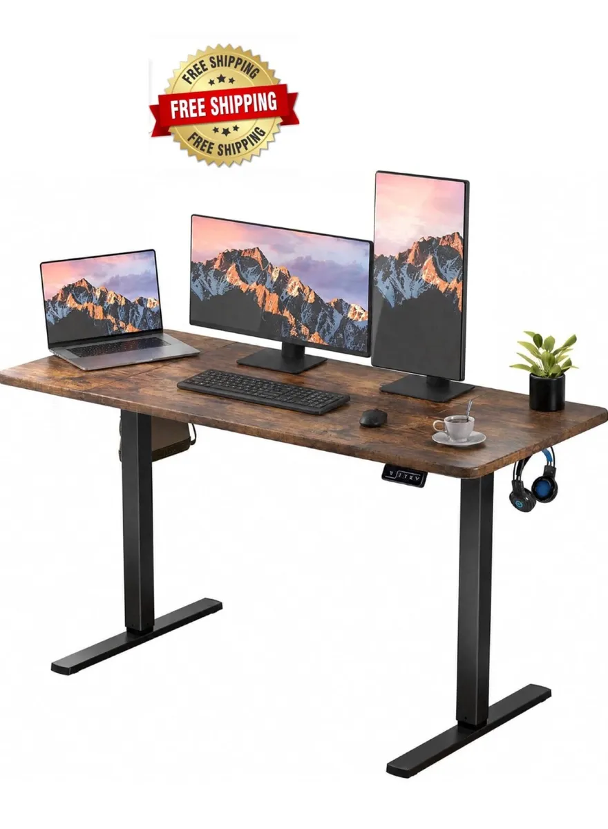 Standing Desk 140x60cm, Height Adjustable Desk wit - Image 1