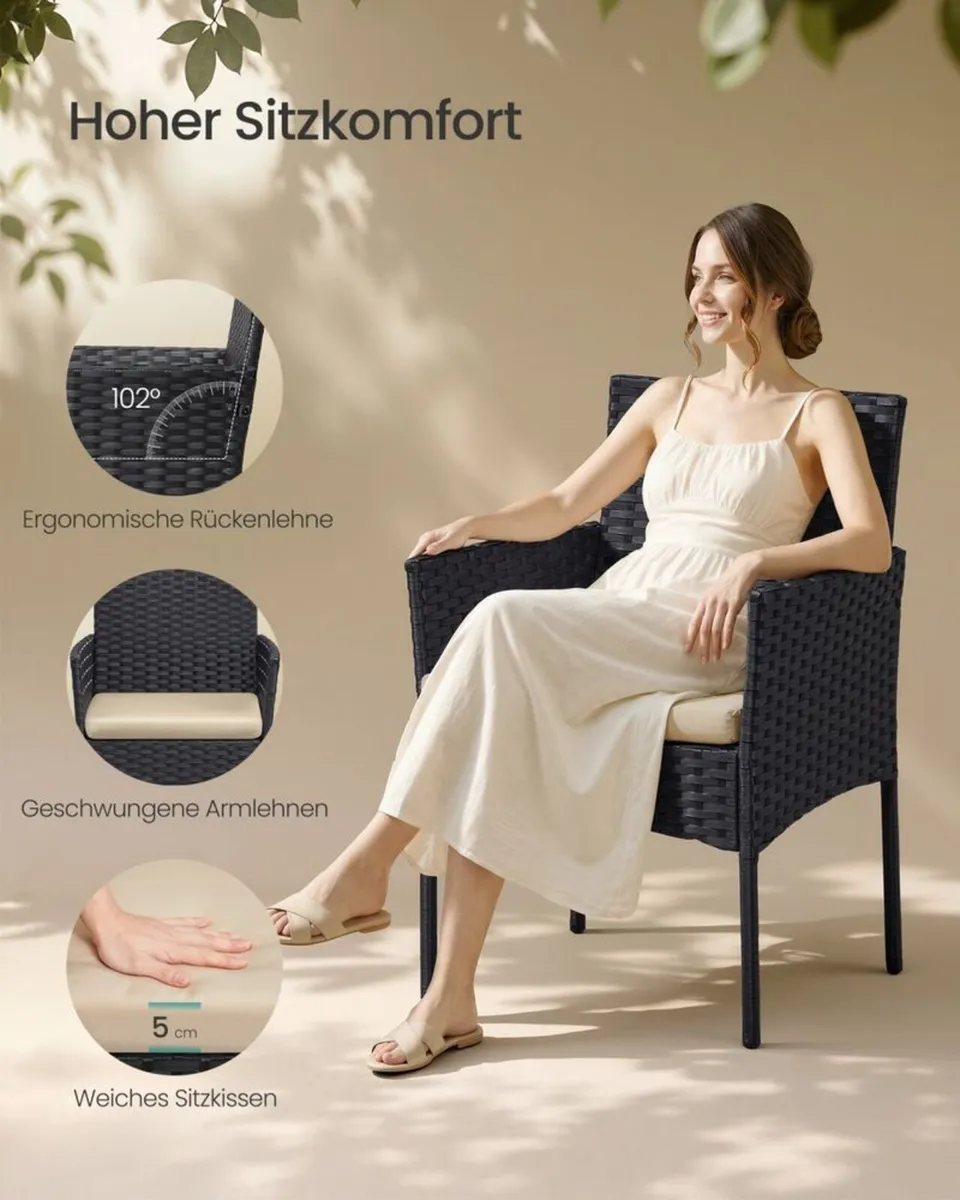 Rattan Garden Furniture Set 4 Piece Patio Furnitur - Image 4