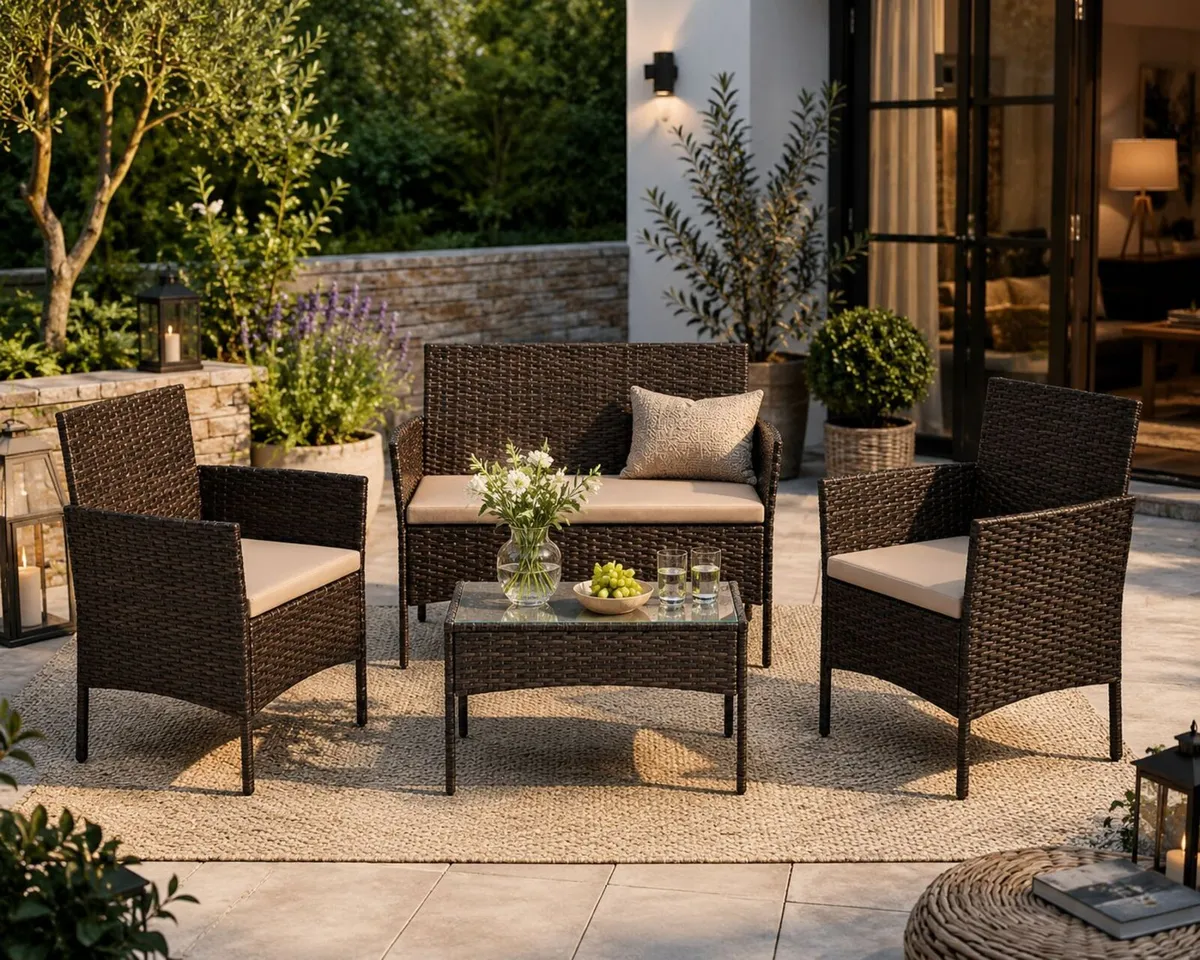 Rattan Garden Furniture Set 4 Piece Patio Furnitur - Image 2