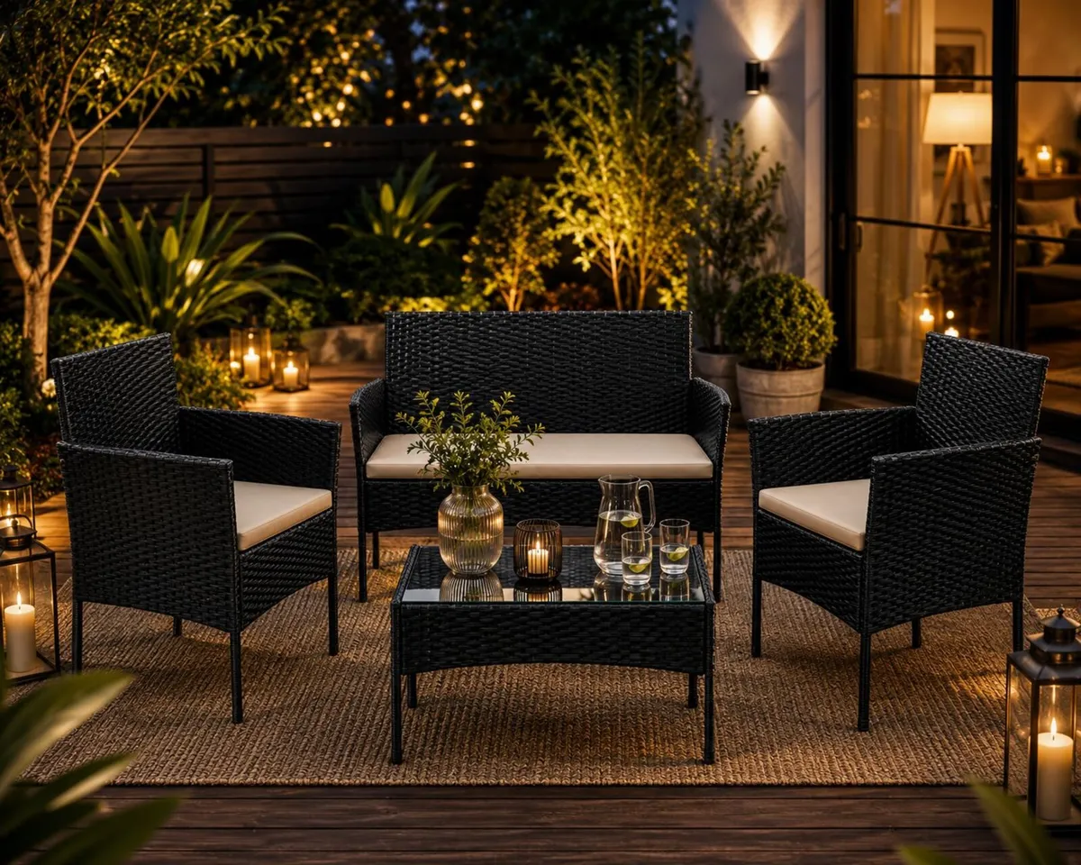 4 Piece Rattan Garden Furniture Set Patio Sofa Set - Image 2