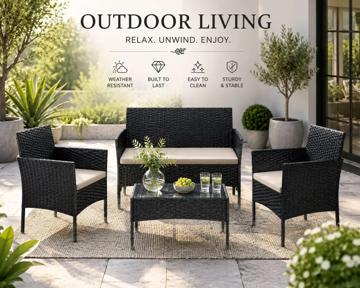 4 Piece Rattan Garden Furniture Set Patio Sofa Set - Image 1