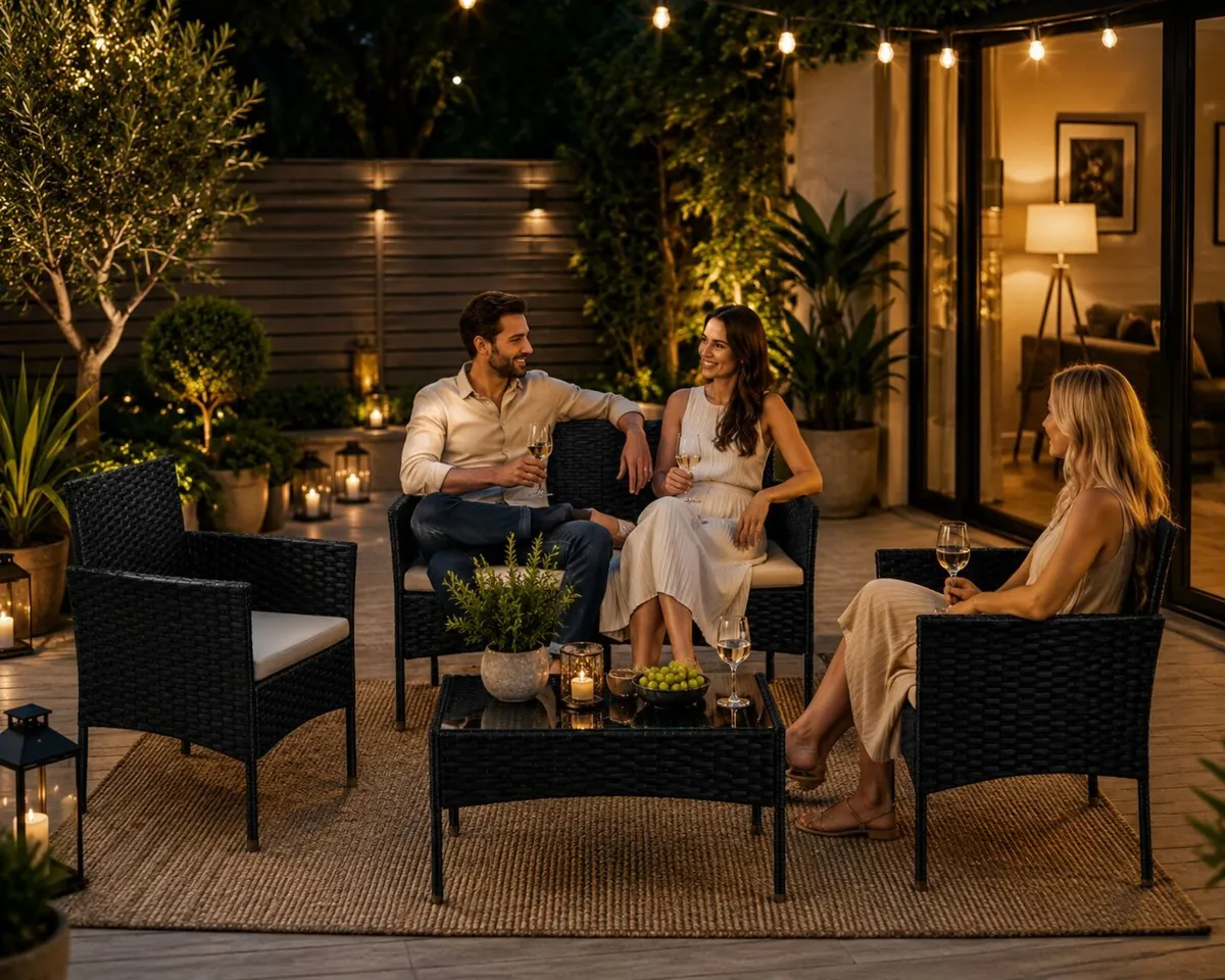 4 Piece Rattan Garden Furniture Set Patio Sofa Set - Image 4