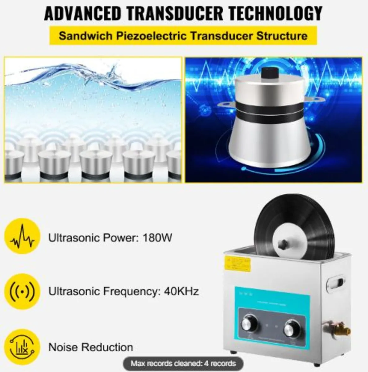 Ultrasonic Vinyl Record Cleaner 6L 40kHz Vinyl - Image 4