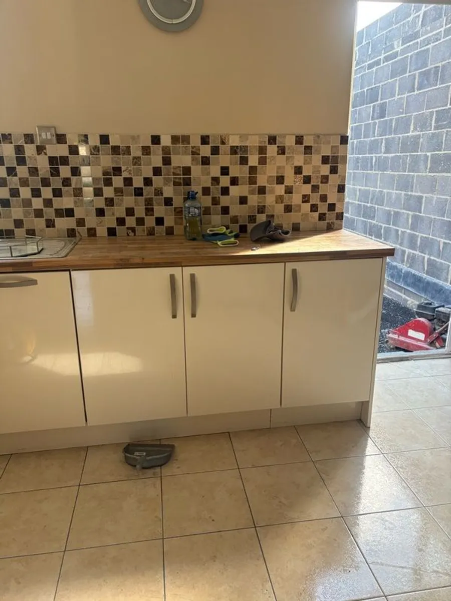 Cream High Gloss Kitchen - Image 2