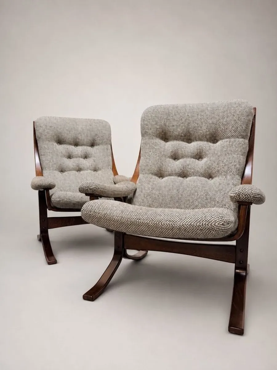 Stunning Pair of Mid-Century Modern "Partner" Armchairs attributed to John Hjortdal - Image 1