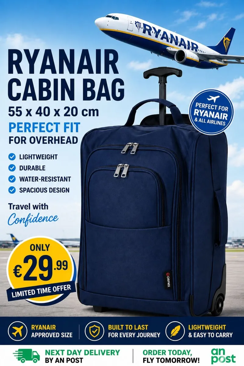 5 Cities Hand Luggage Cabin Bag (55x40x20cm) Navy - Image 2