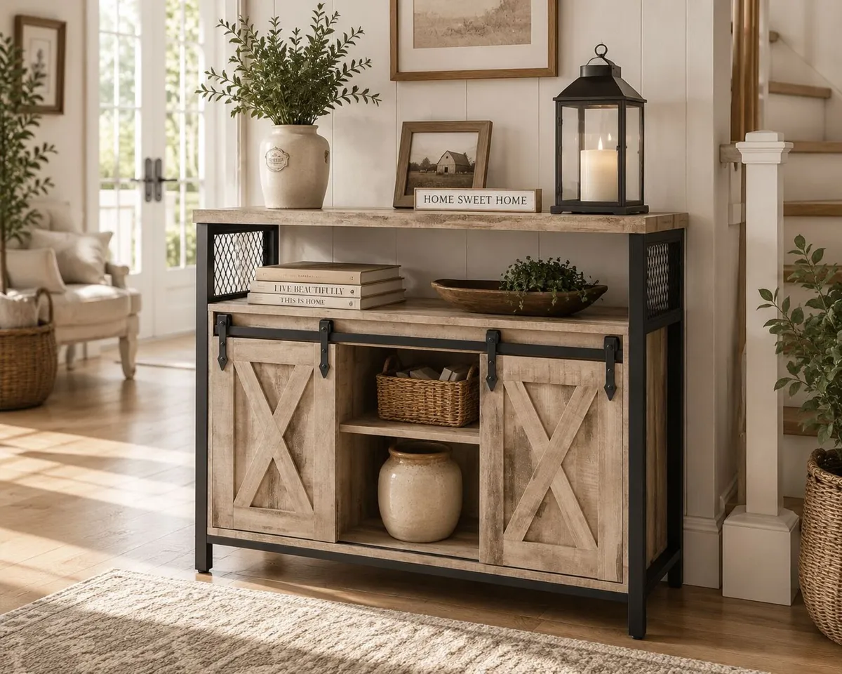 Rustic Farmhouse Sideboard Cabinet - Image 4