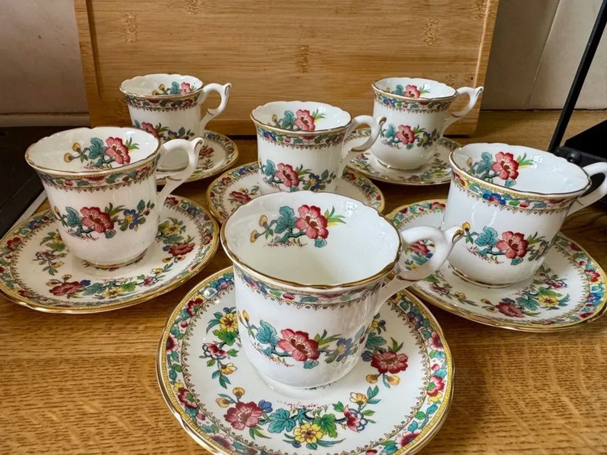 Coalport Ming Rose Espresso Set 6 Cups and 6 Saucers - Image 2