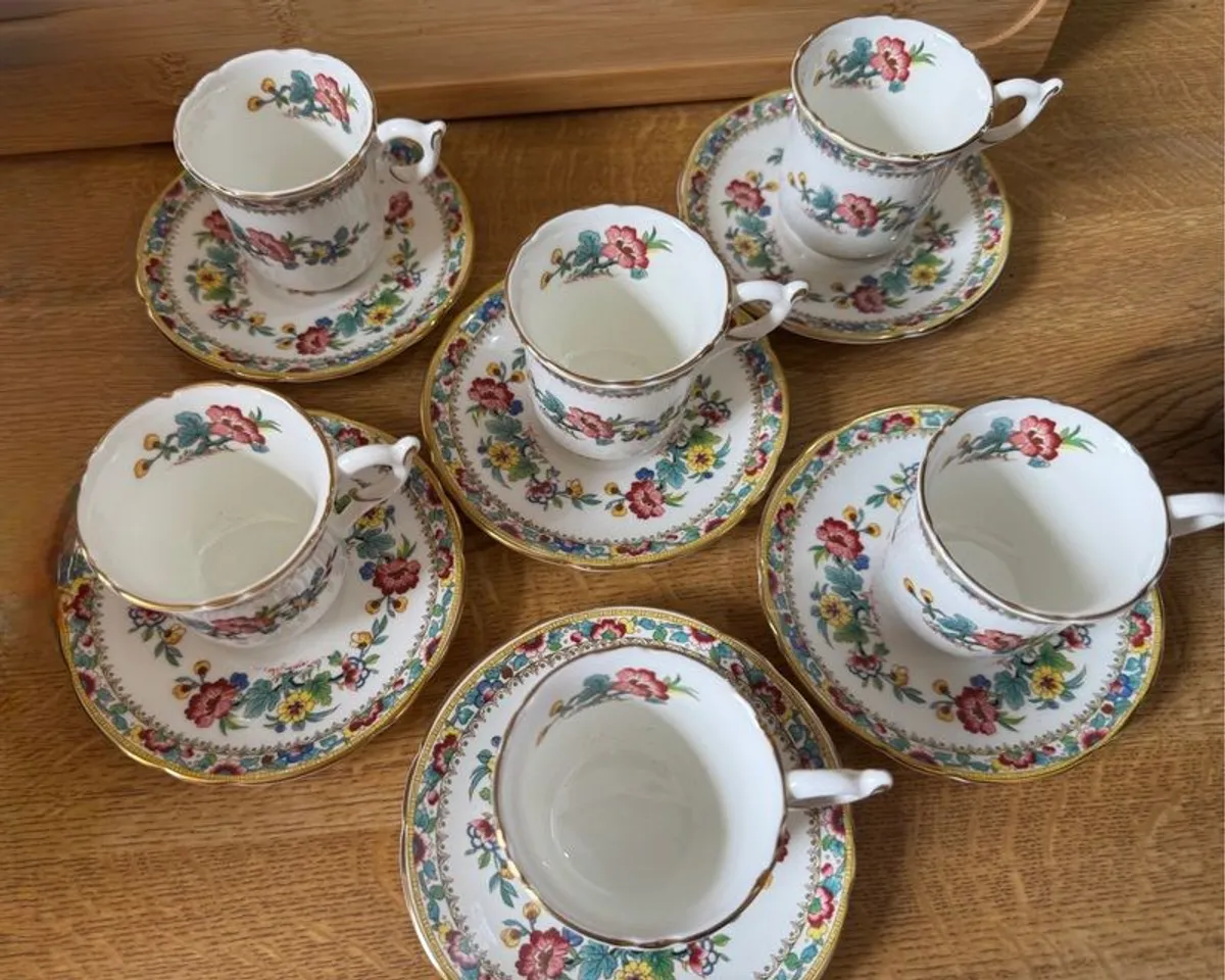 Coalport Ming Rose Espresso Set 6 Cups and 6 Saucers - Image 3