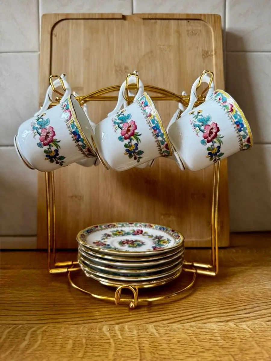 Coalport Ming Rose Espresso Set 6 Cups and 6 Saucers - Image 4