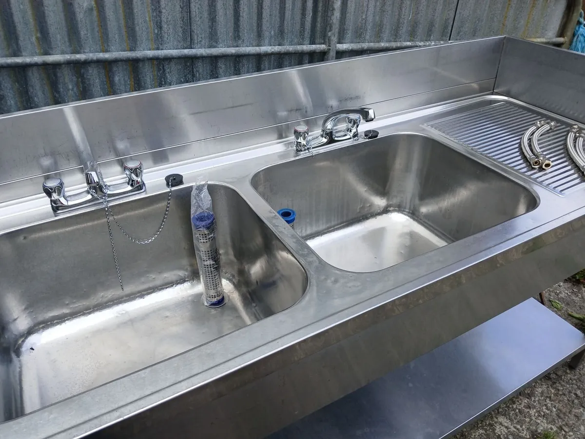 Staneless steel cabbinet double sink unit complete - Image 1