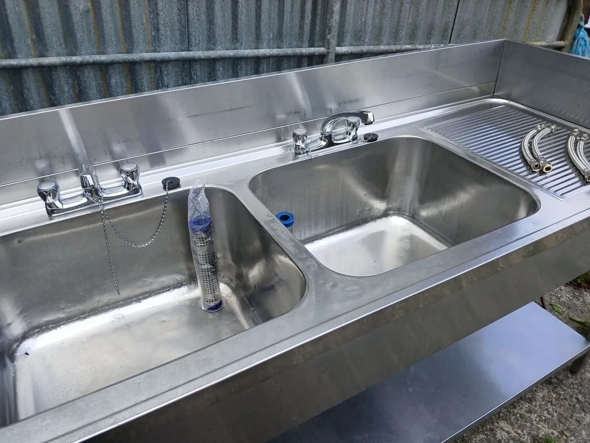 Staneless steel cabbinet double sink unit complete - Image 2