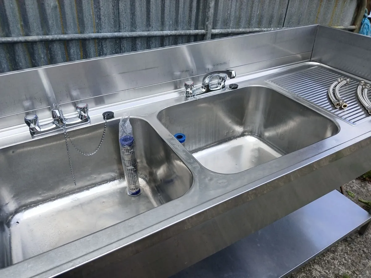Staneless steel cabbinet double sink unit complete - Image 3