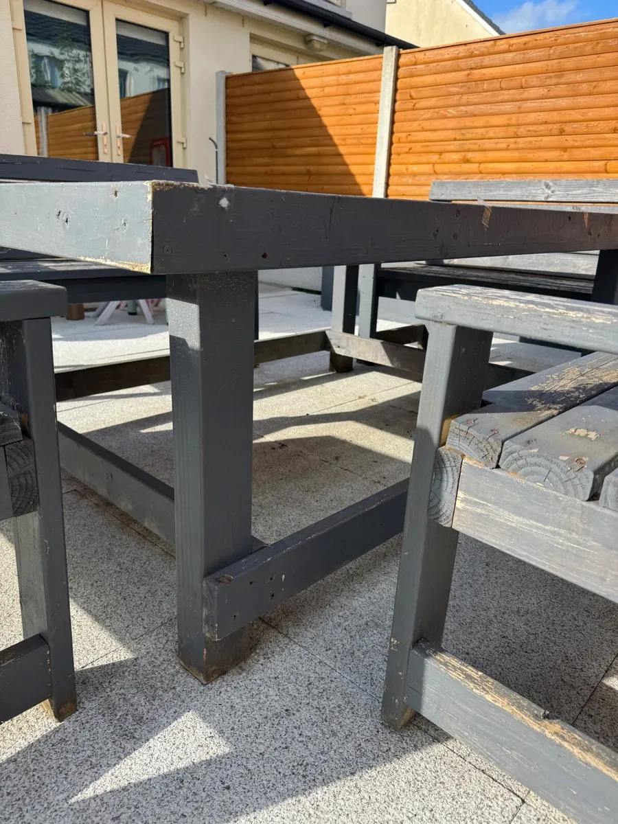 Wooden Garden Furniture Bench and Table - Image 2