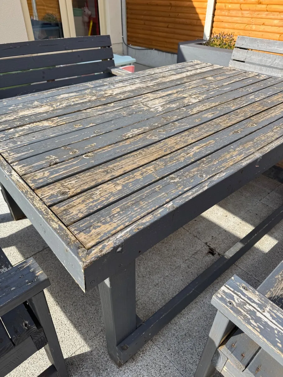 Wooden Garden Furniture Bench and Table - Image 3