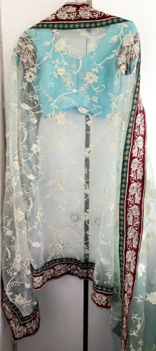 Stylish Organza  Indian  Sari 3-Piece  (UK 6-8) - Image 2