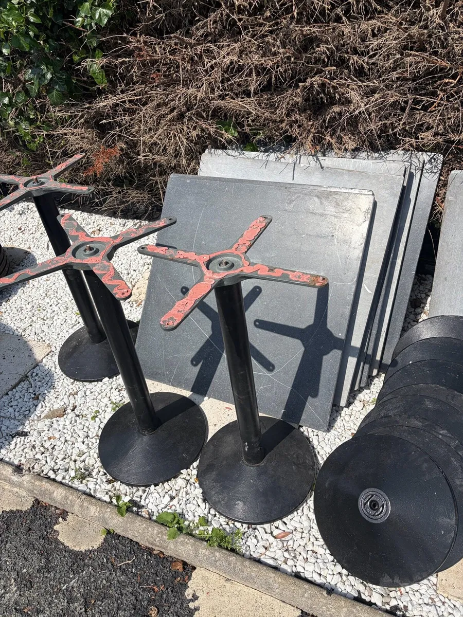 cast iron & marble top  bar tables x11 - Image 2