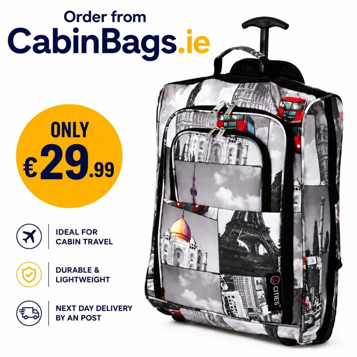 5 Cities Hand Luggage Cabin Bag (55x40x20cm) - Image 1