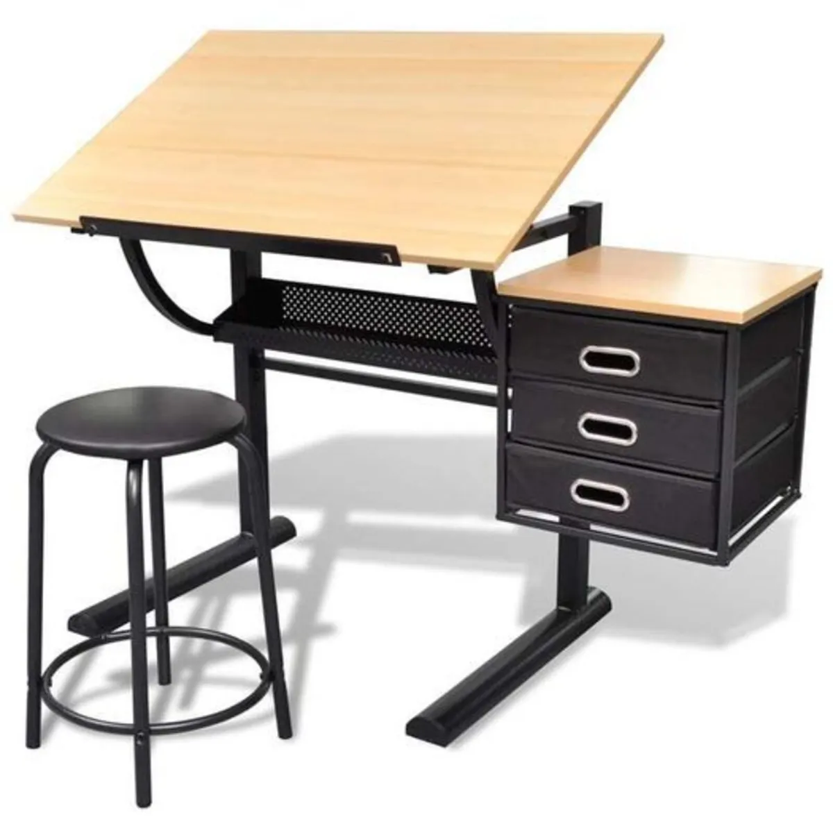 Adjustable Drawing Table with Stool and 3 Drawers - Image 2