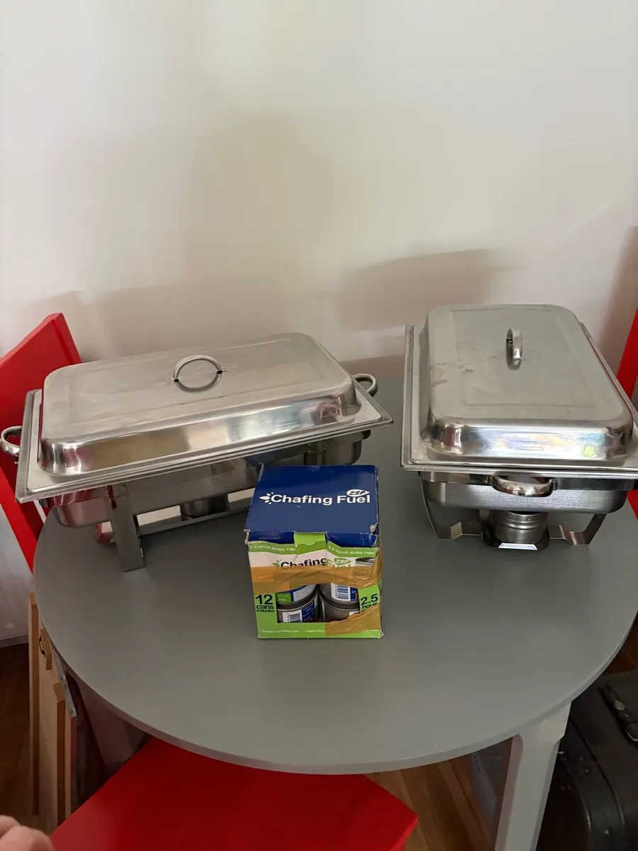 Heavy Duty Catering Chafing Dishes (Pair) + Fuel - Image 1