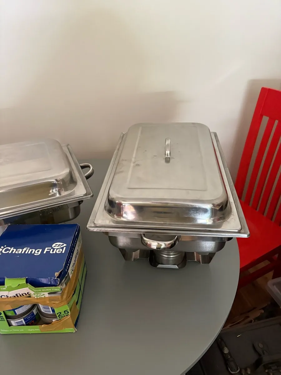 Heavy Duty Catering Chafing Dishes (Pair) + Fuel - Image 2