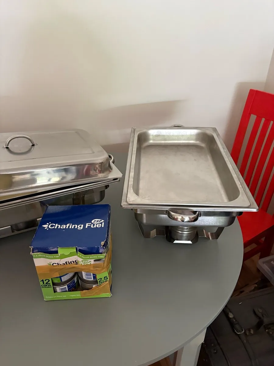 Heavy Duty Catering Chafing Dishes (Pair) + Fuel - Image 3