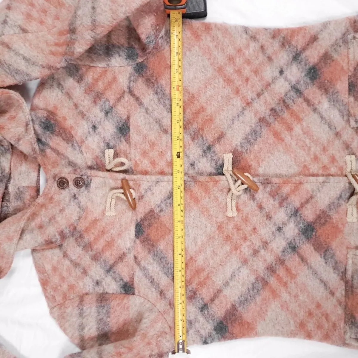 Kew 159 Vintage Orange Plaid Duffle Coat 12UK - Image 2