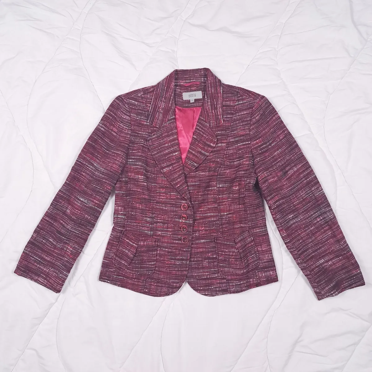 Marks & Spencer Pink Tweed Blazer 10UK/38EU - Image 1