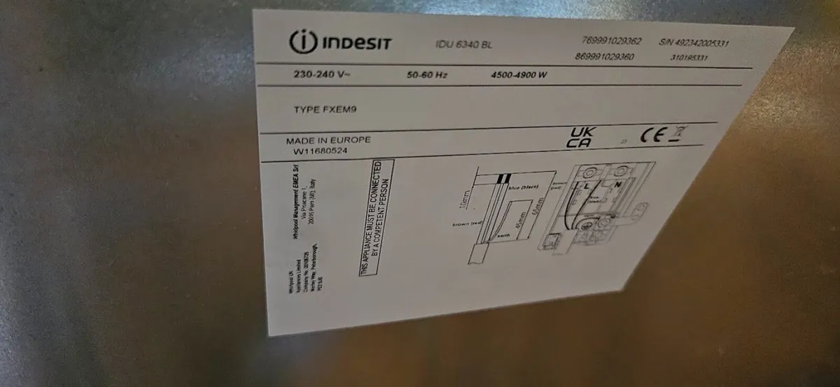 Indesit Aria IDU 6340 BL Electric Built-under Oven - Image 2