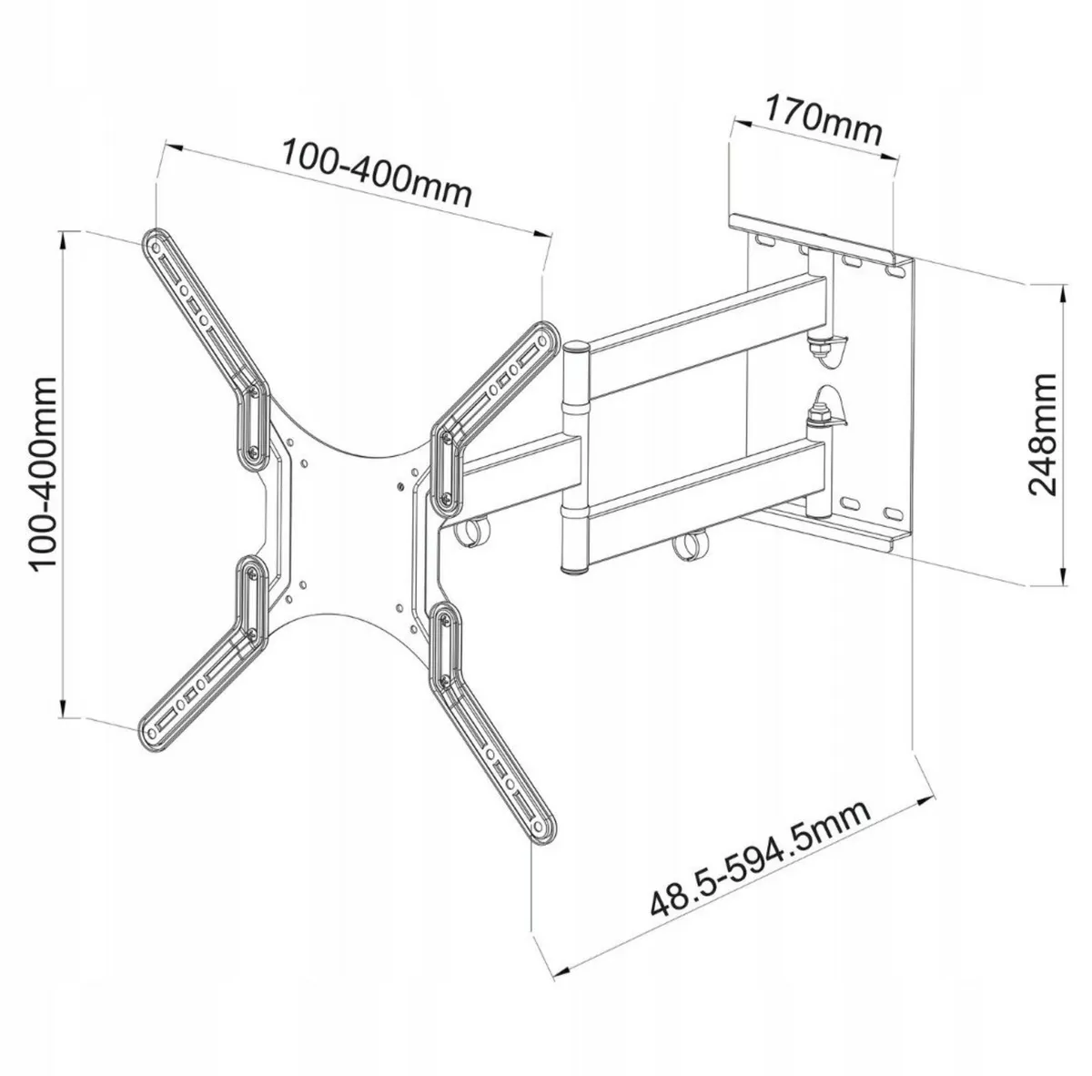 TV Wall Mount Bracket Tilt Swivel Long Arm 23-55" - Image 3