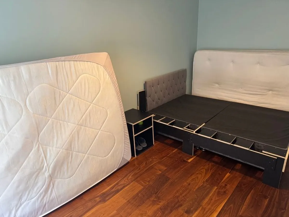 Double Bed with Mattres,Lamp table & 2 Shoes Racks - Image 3
