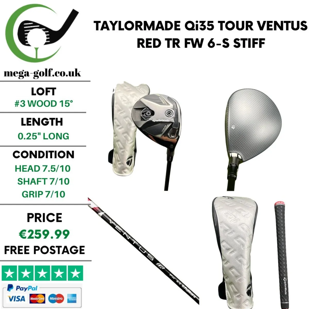Taylormade Qi35 Tour #3 Wood 15° / Stiff - Image 1