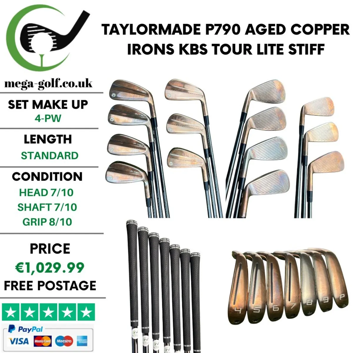 Taylormade P790 Aged Copper Irons / 4-Pw / Stiff - Image 1