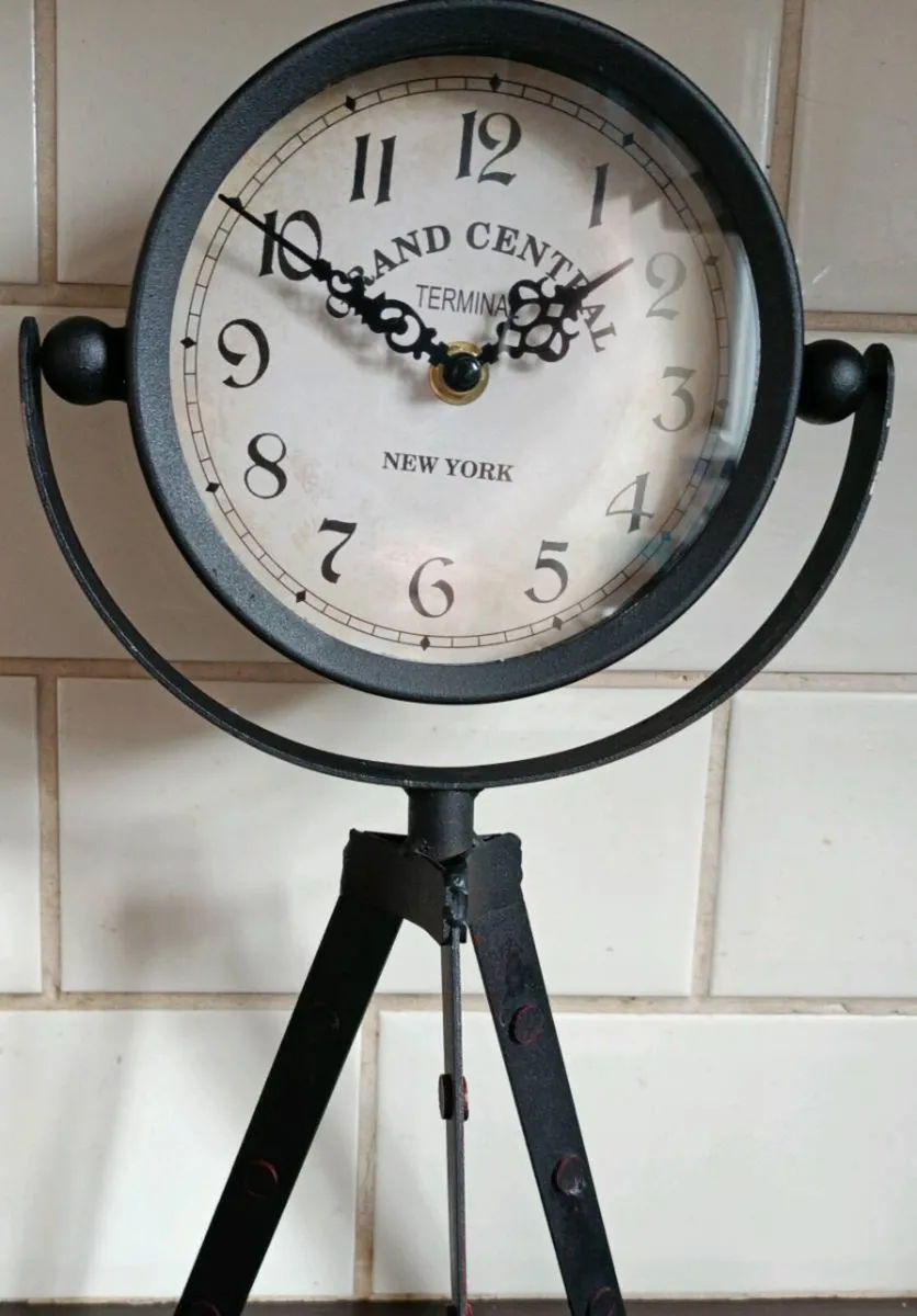 Vintage Industrial Tripod Table Clock Grand Centra - Image 3