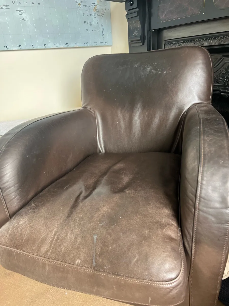 2 real leather armchairs - Image 2