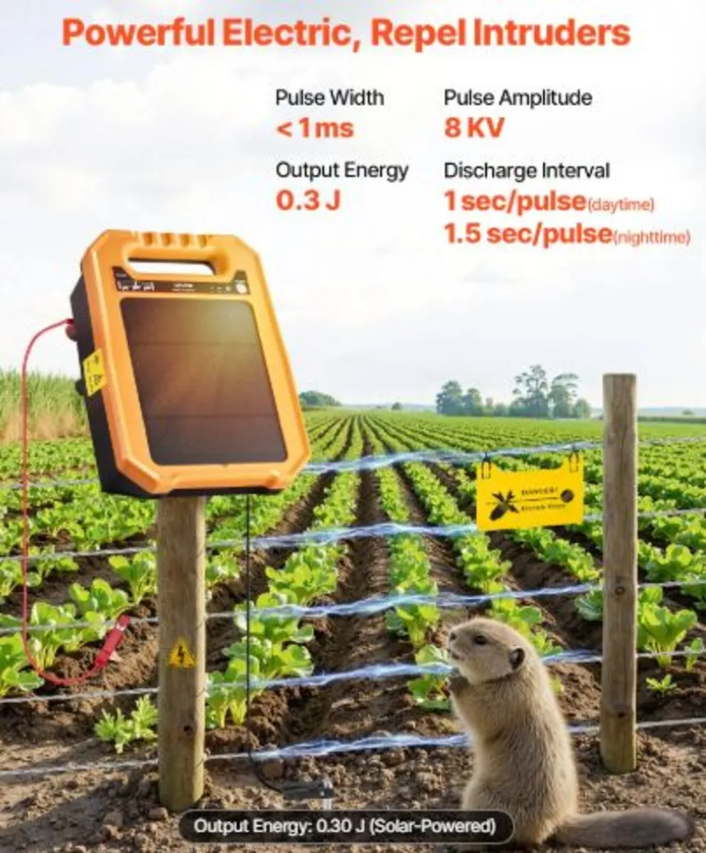 Solar Fence Charger,0.3J 8 kV Solar Powered Fence - Image 2