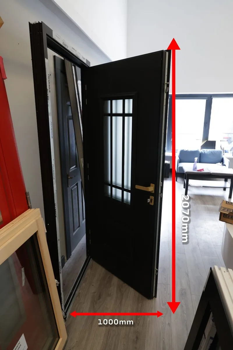 Aluprof Black Aluminium Front Door | Gold Handle - Image 1