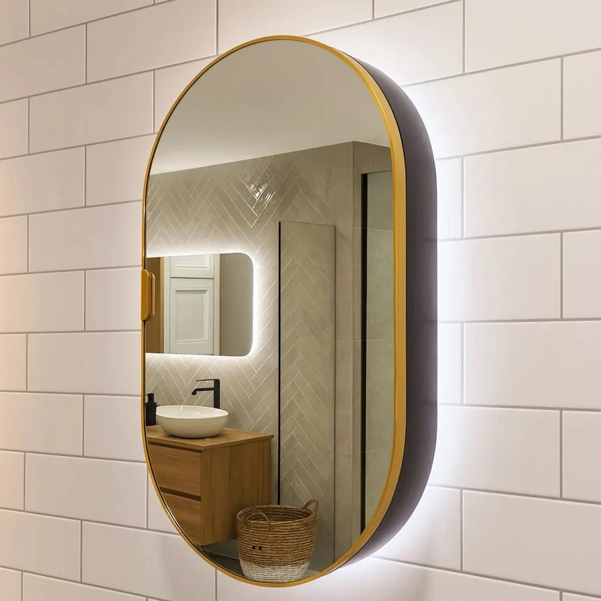 Bathshack - Brass "Tablet" LED Bathroom Mirror