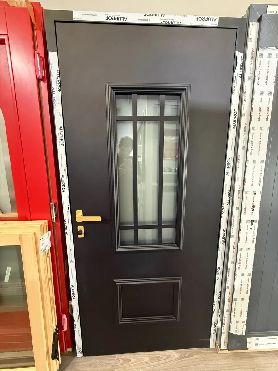 Aluprof Black Aluminium Front Door | Gold Handle - Image 3