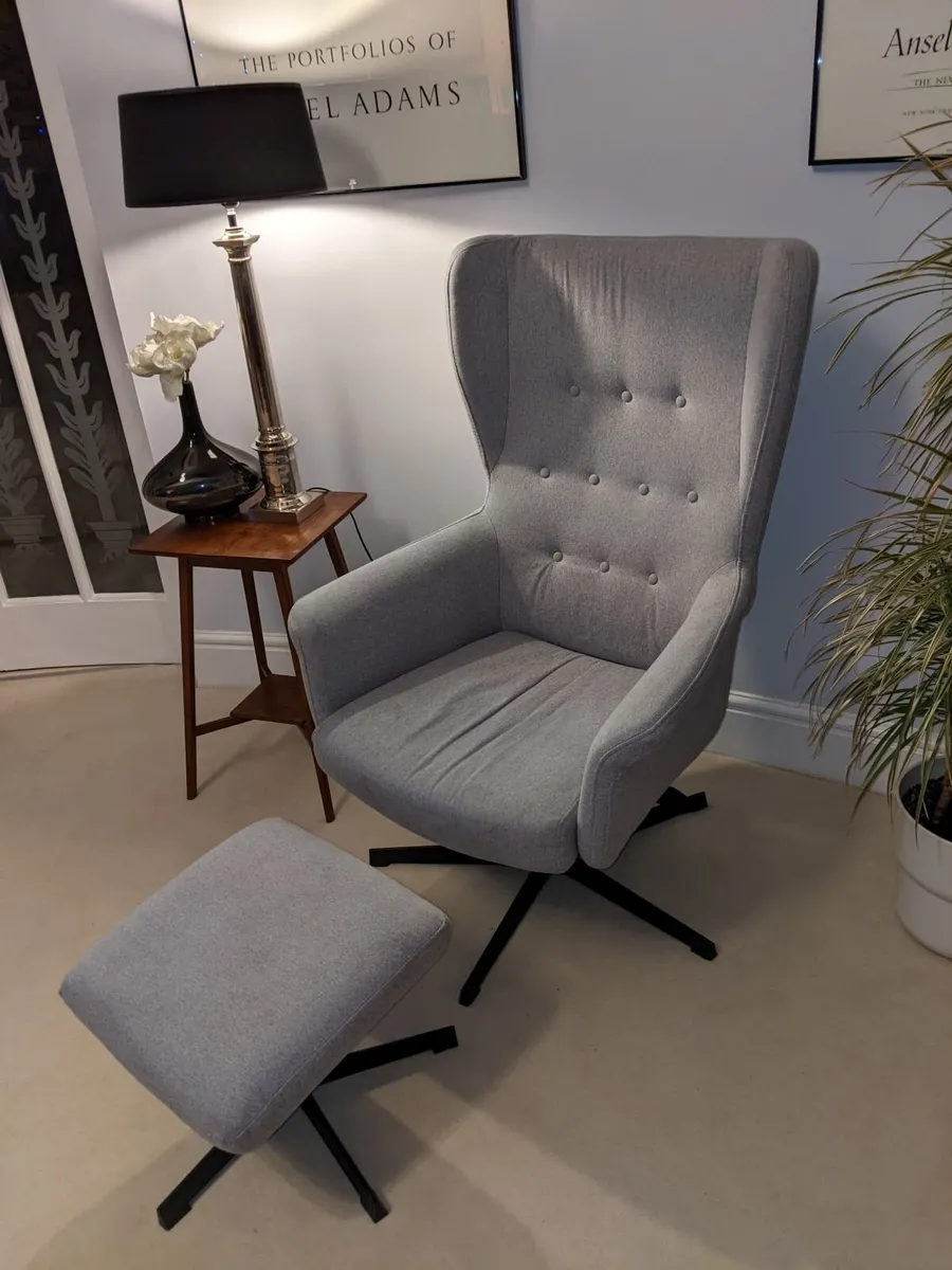 Swivel TV Chair & Stool - Image 1